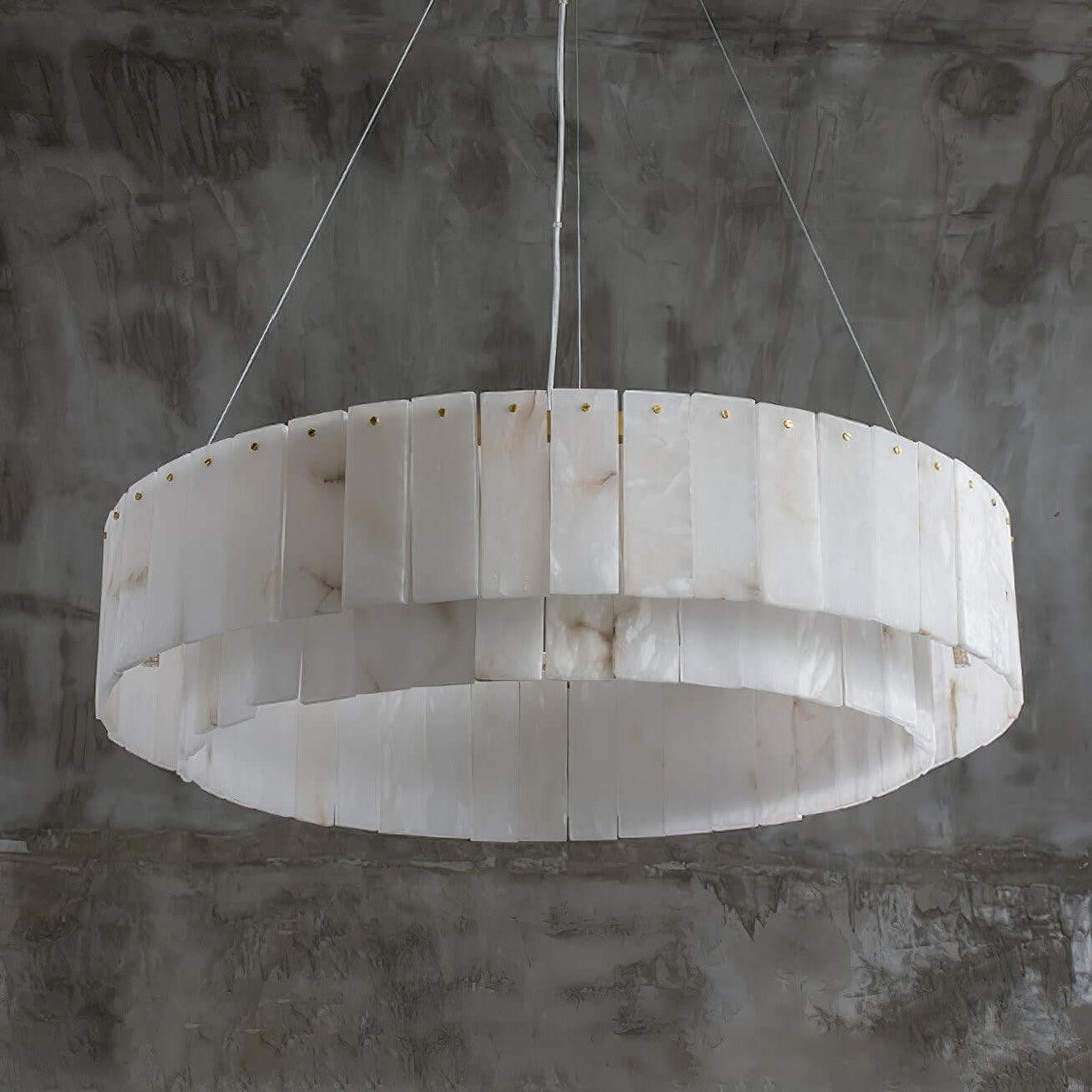 Elegant alabaster chandelier, featuring a multi-layered design, perfect for Victorian and modern interiors.