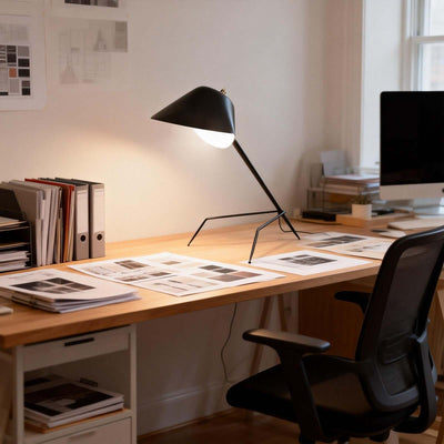 Tivaro Table Lamp – Serge Mouille Inspired Black and Gold Lamps | Rossolighting