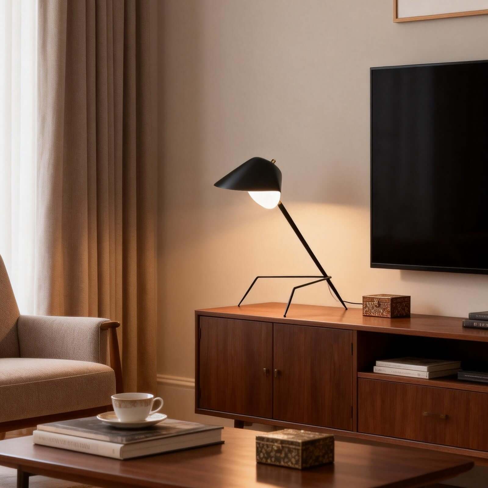 Tivaro Table Lamp – Serge Mouille Inspired Black and Gold Lamps | Rossolighting