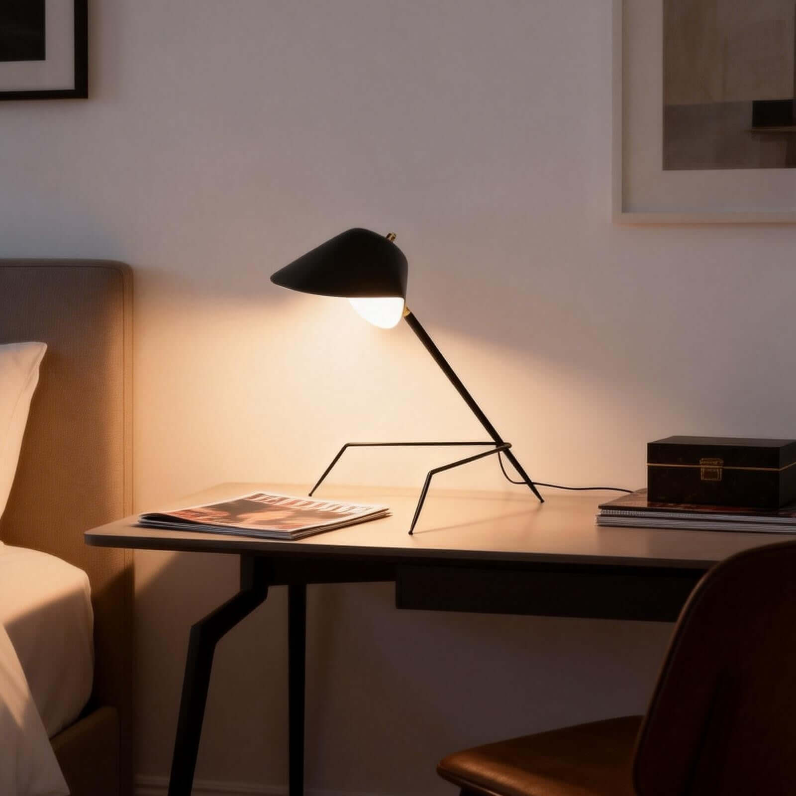 Tivaro Table Lamp – Serge Mouille Inspired Black and Gold Lamps | Rossolighting