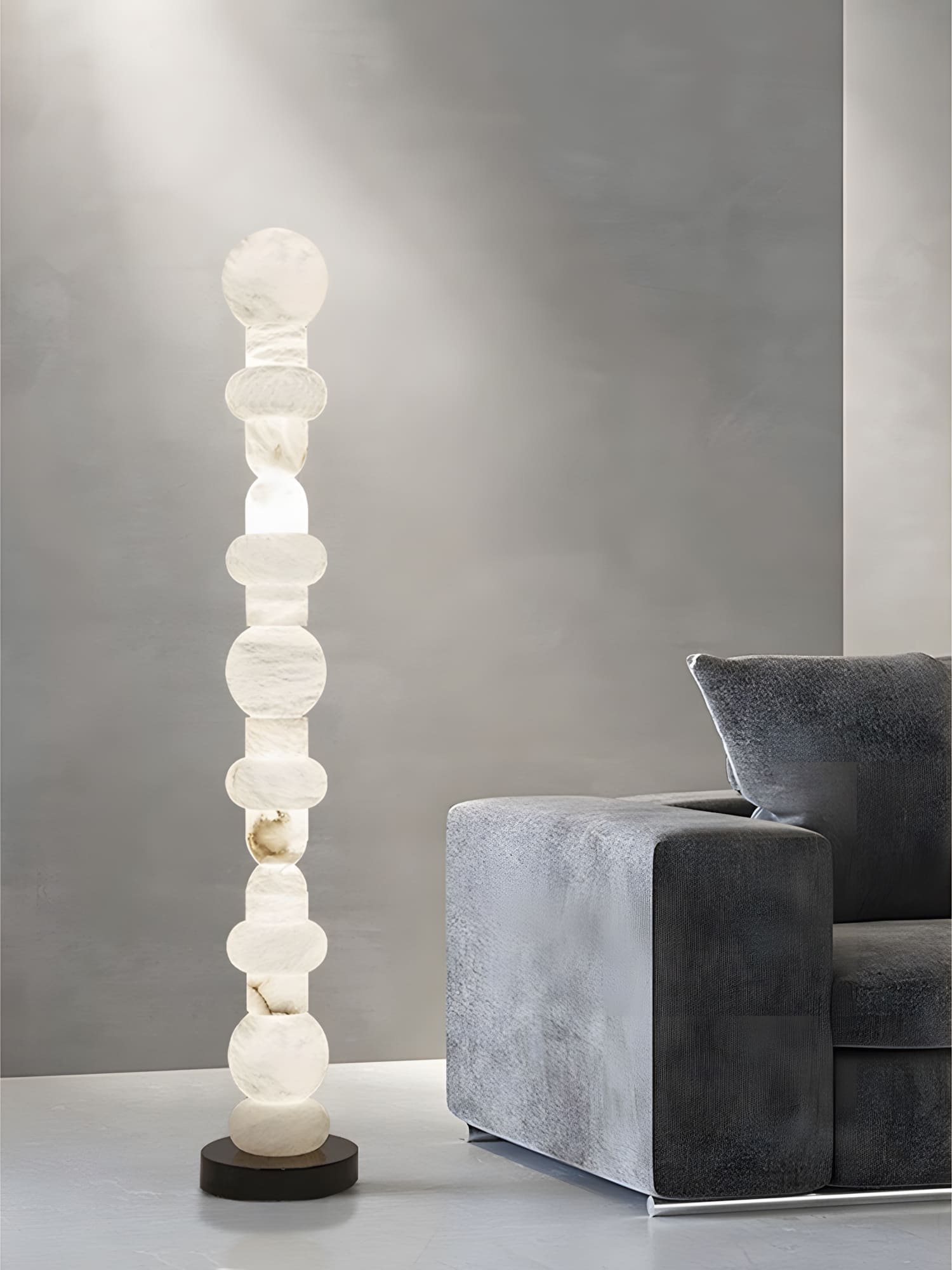 Tribeca Alabaster Floor Lamp | Vintage Mid-Century Modern Floor Lamp | Rossolighting