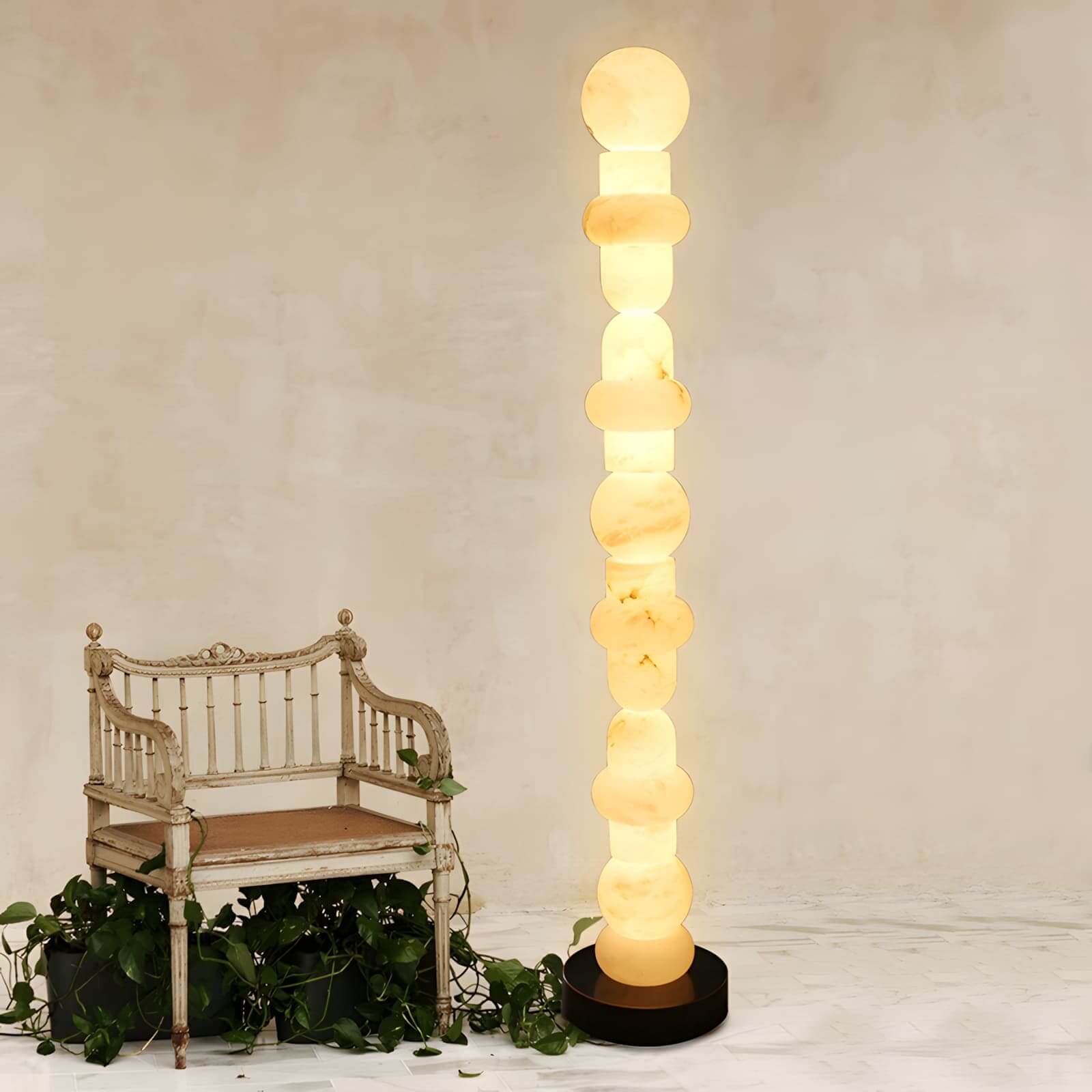 Tribeca Alabaster Floor Lamp | Vintage Mid-Century Modern Floor Lamp | Rossolighting