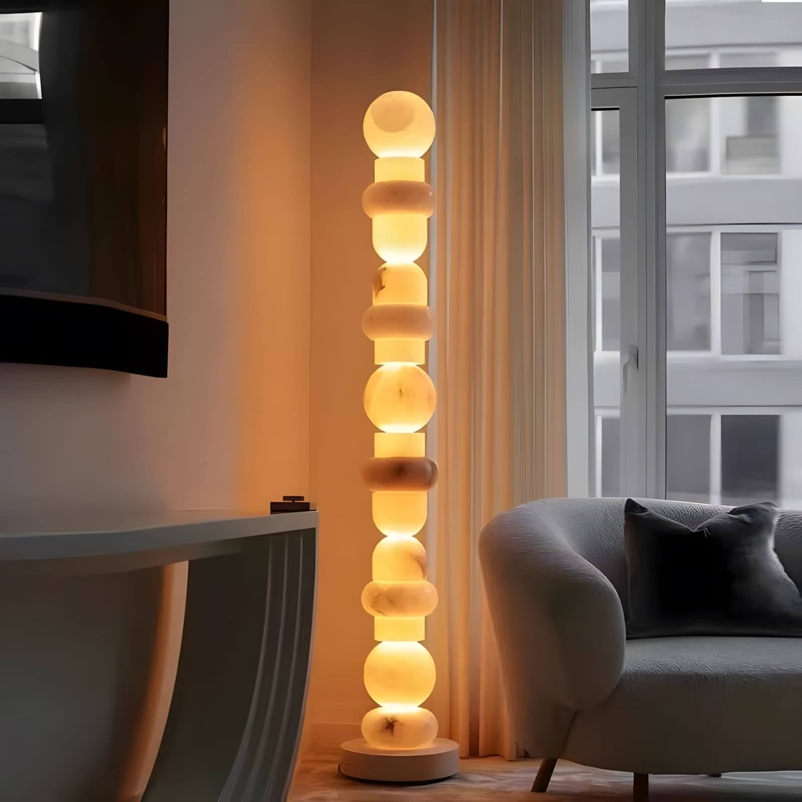 Tribeca Alabaster Floor Lamp | Vintage Mid-Century Modern Floor Lamp | Rossolighting