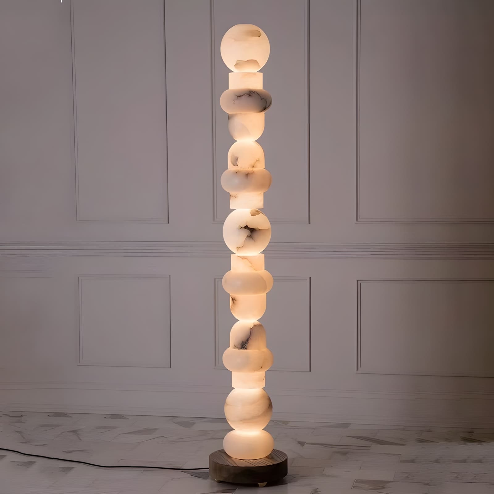 Tribeca Alabaster Floor Lamp | Vintage Mid-Century Modern Floor Lamp | Rossolighting