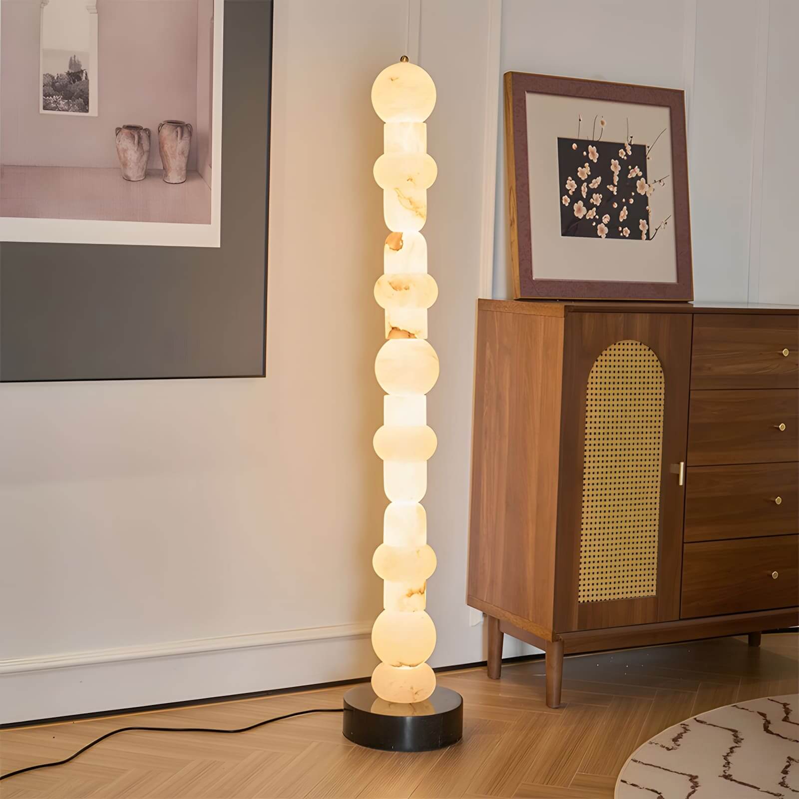 Tribeca Alabaster Floor Lamp | Vintage Mid-Century Modern Floor Lamp | Rossolighting