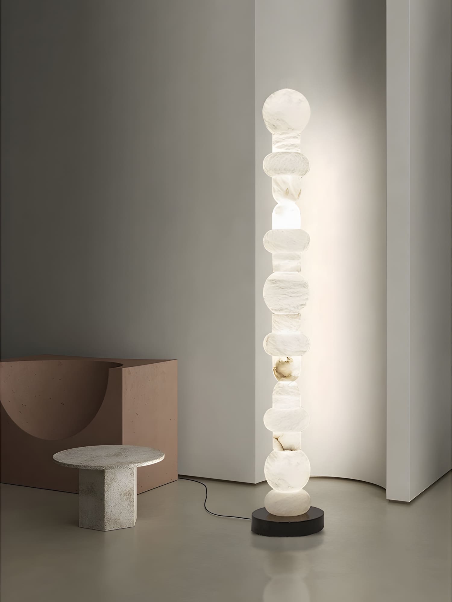Tribeca Alabaster Floor Lamp | Vintage Mid-Century Modern Floor Lamp | Rossolighting