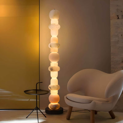 Tribeca Alabaster Floor Lamp | Vintage Mid-Century Modern Floor Lamp | Rossolighting