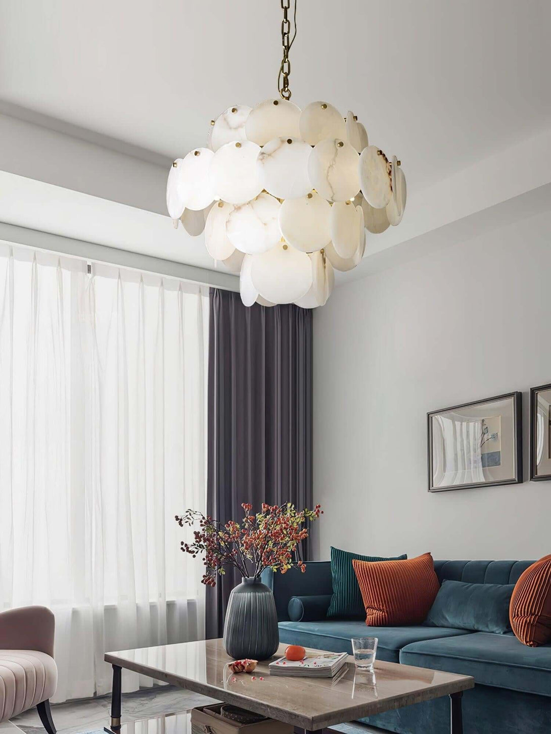 Velimo Alabaster Chandelier – Elegant Circle Chandelier