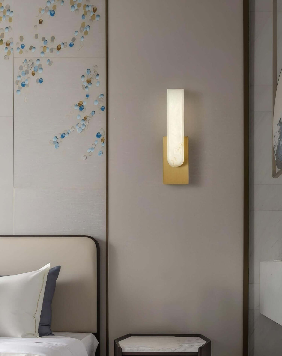 Velin Wall Sconce - Alabaster Wall Sconce for Bedroom