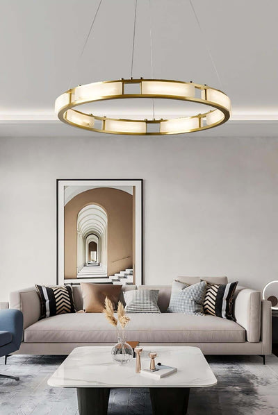 Velquor Alabaster Chandelier | Modern Brass Luxury Lighting | Rossolighting
