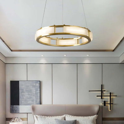 Velquor Alabaster Chandelier | Modern Brass Luxury Lighting | Rossolighting