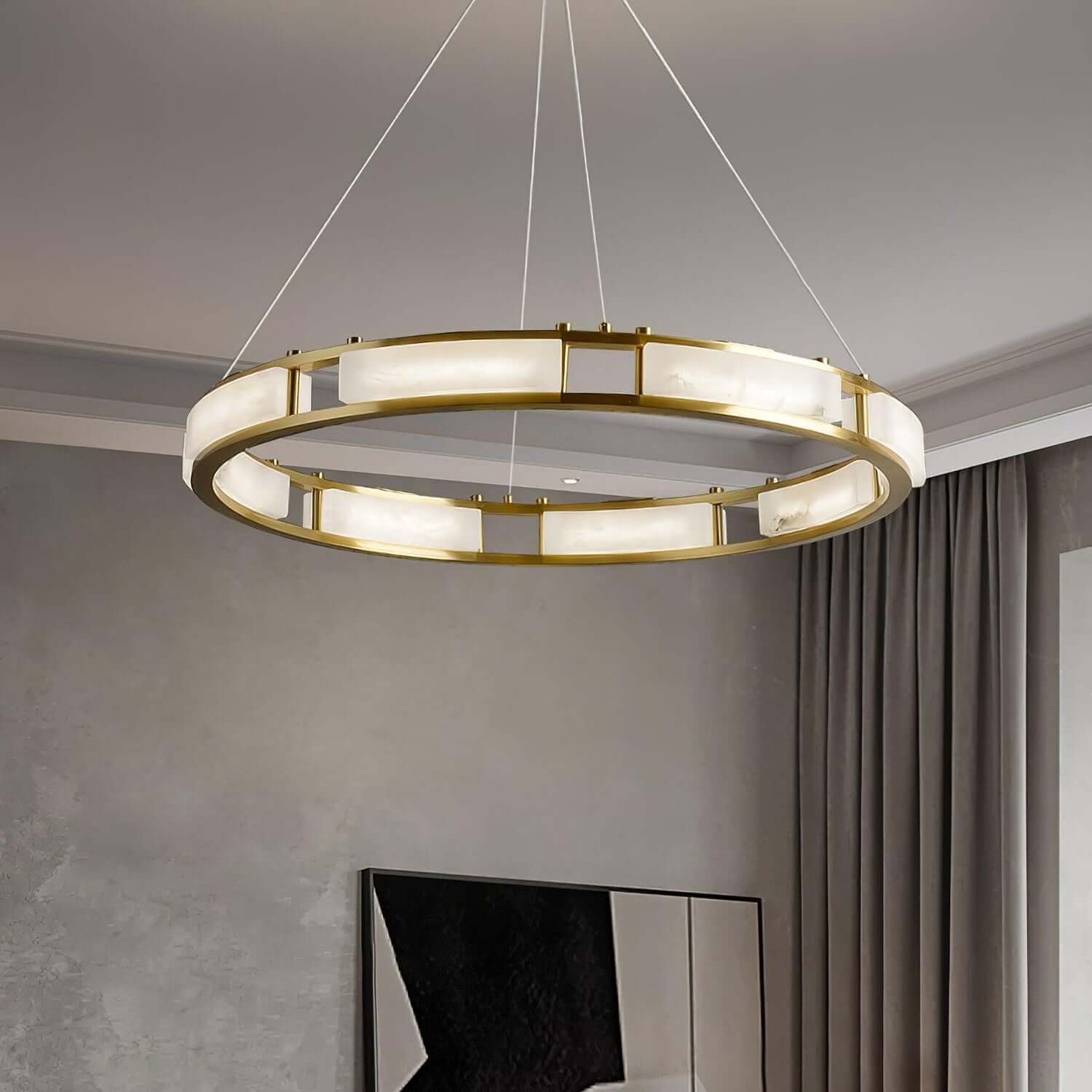 Velquor Alabaster Chandelier | Modern Brass Luxury Lighting | Rossolighting