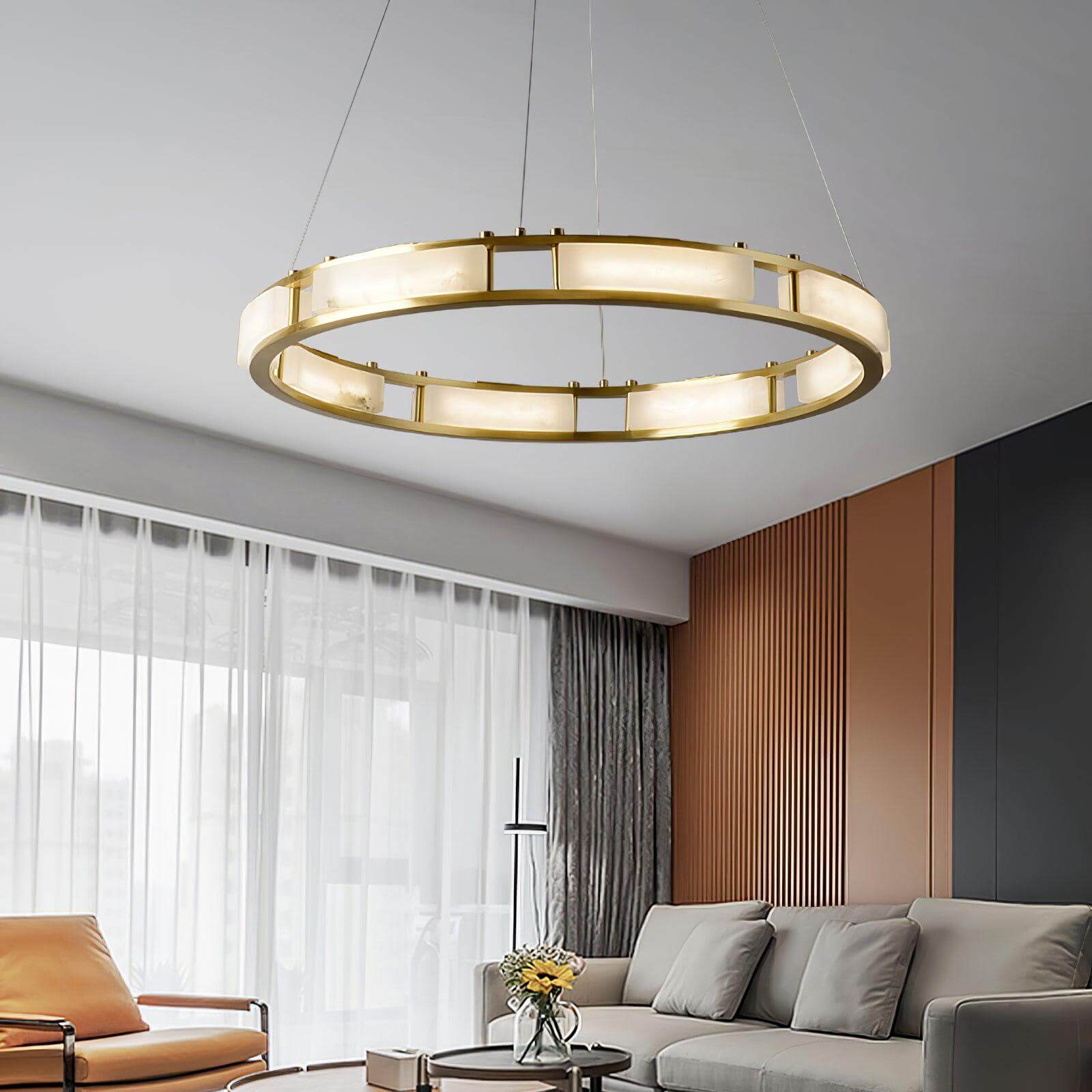 Velquor Alabaster Chandelier | Modern Brass Luxury Lighting | Rossolighting