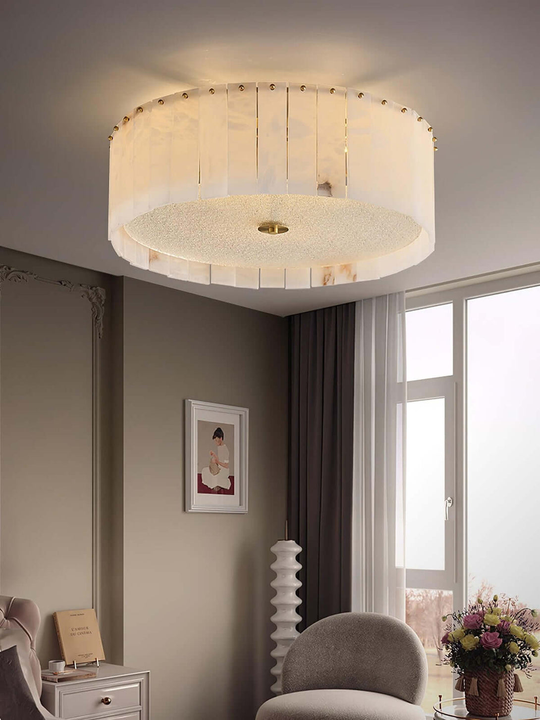 Velura Ceiling Light | Alabaster Flush Mount for Bedrooms & More