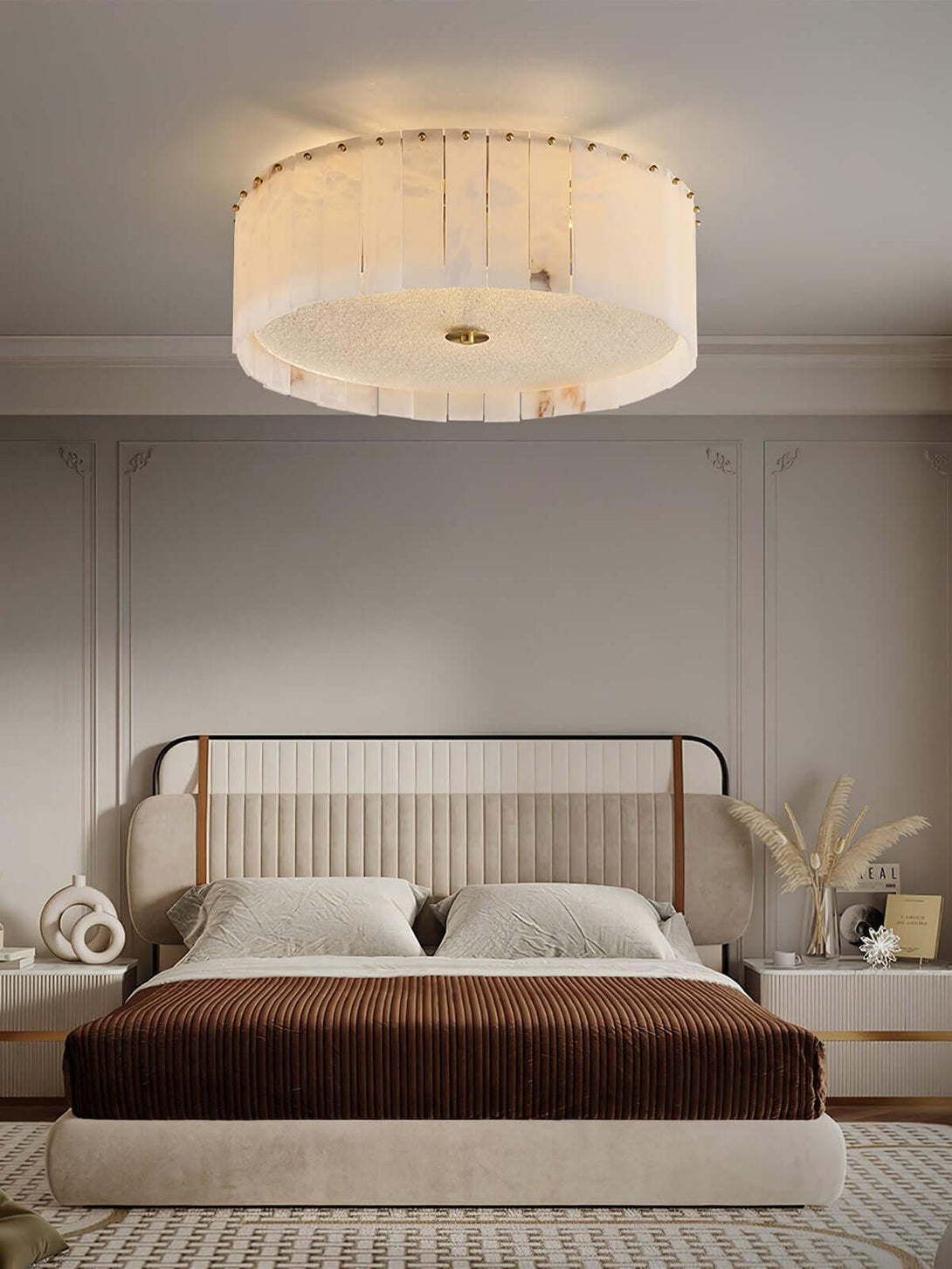 Velura Ceiling Light | Alabaster Flush Mount for Bedrooms & More