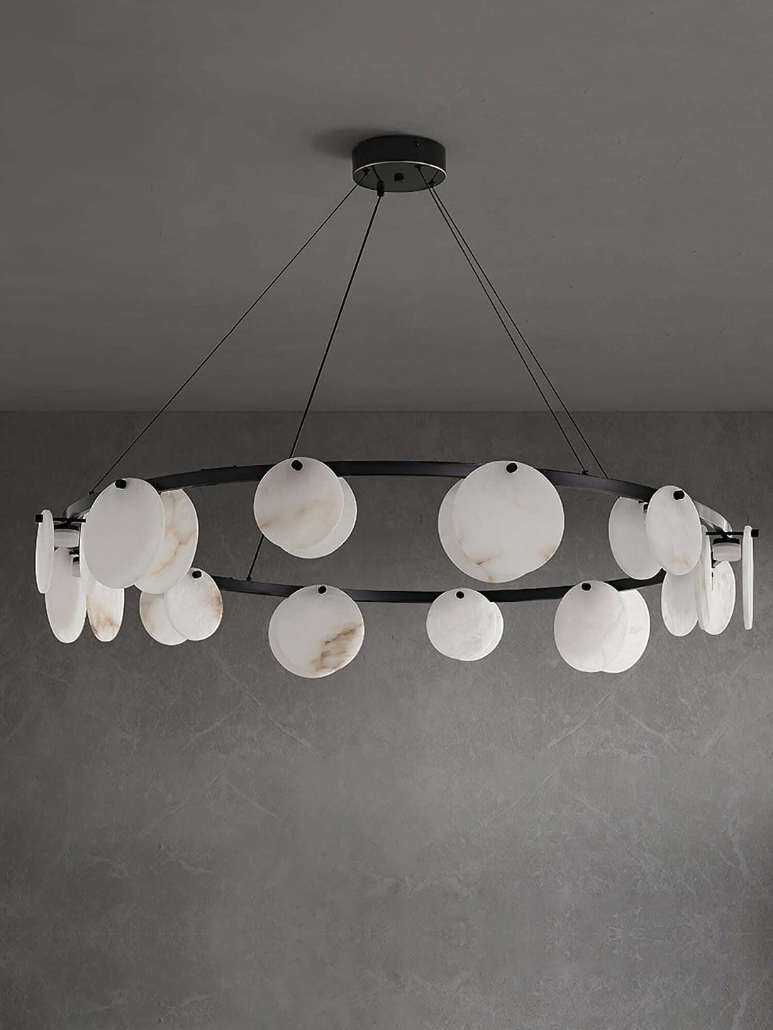 Vezino Alabaster Brass Chandelier | Elegant Bedroom Light