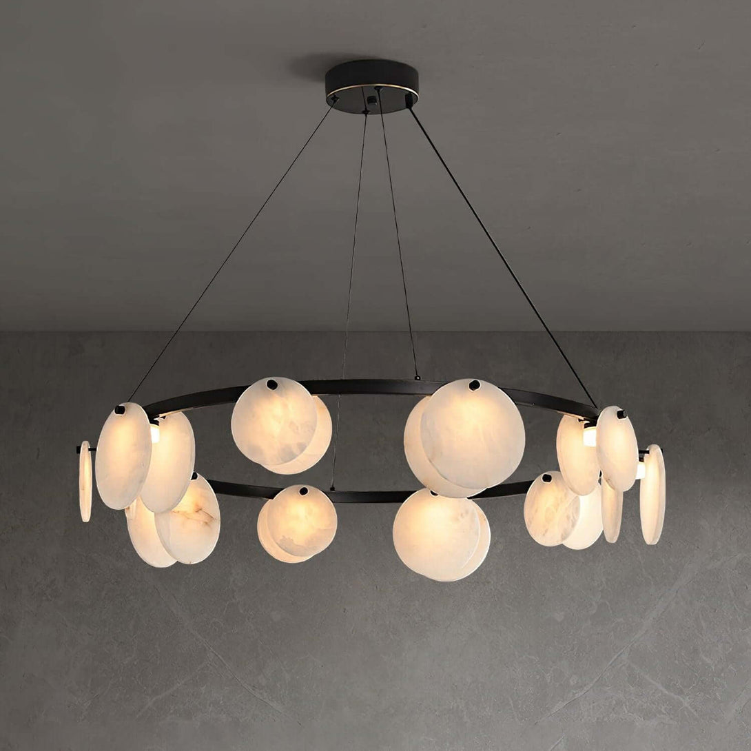 Vezino Alabaster Brass Chandelier | Elegant Bedroom Light