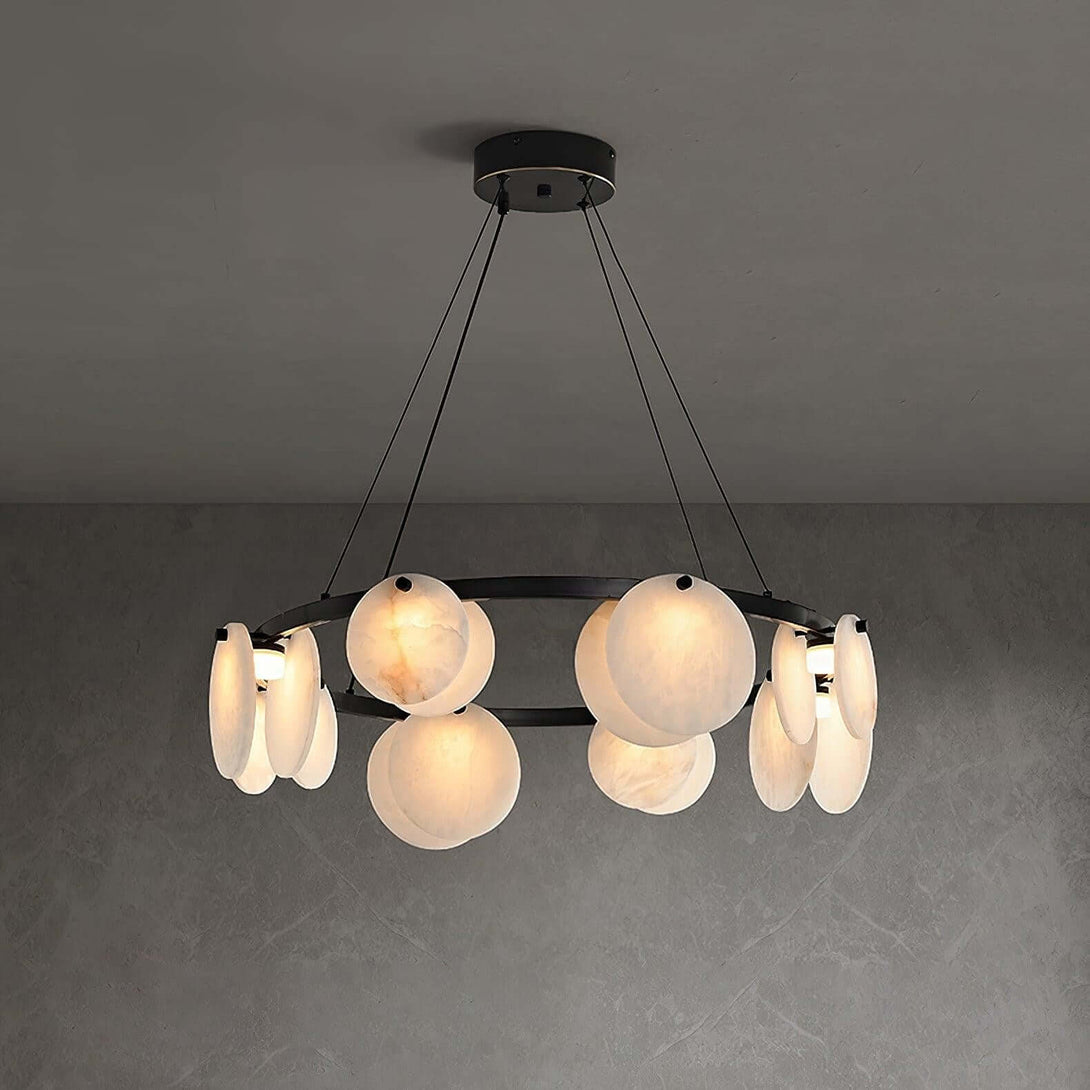 Vezino Alabaster Brass Chandelier | Elegant Bedroom Light