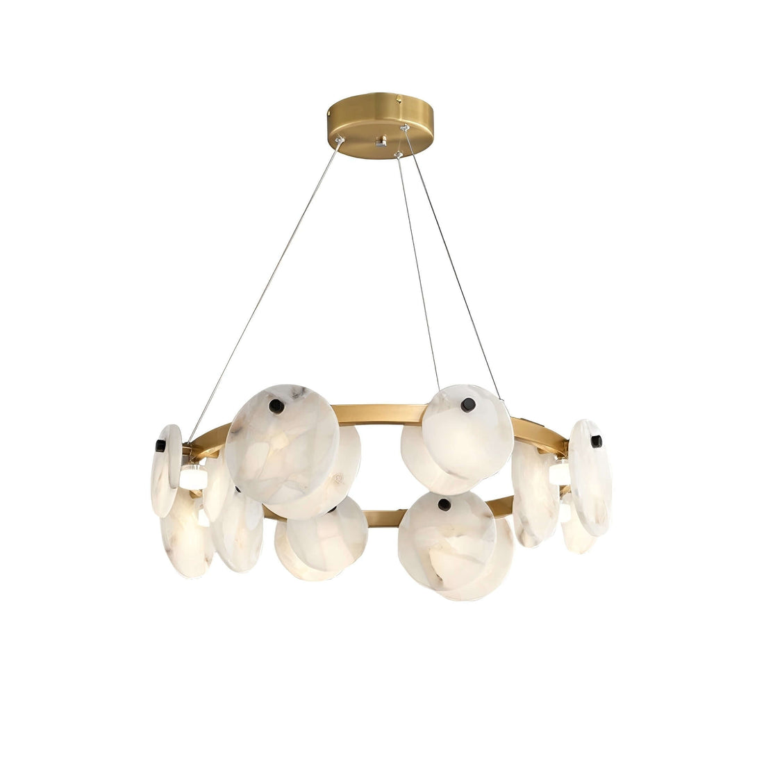 Vezino Alabaster Brass Chandelier | Elegant Bedroom Light
