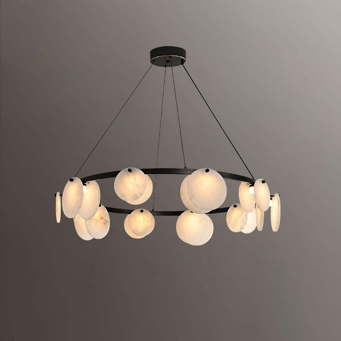 Vezino Alabaster Brass Chandelier | Elegant Bedroom Light