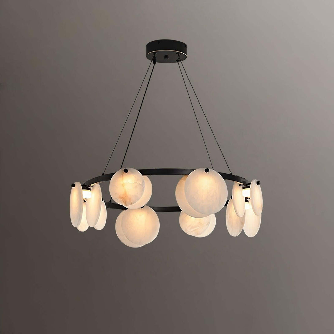 Vezino Alabaster Brass Chandelier | Elegant Bedroom Light