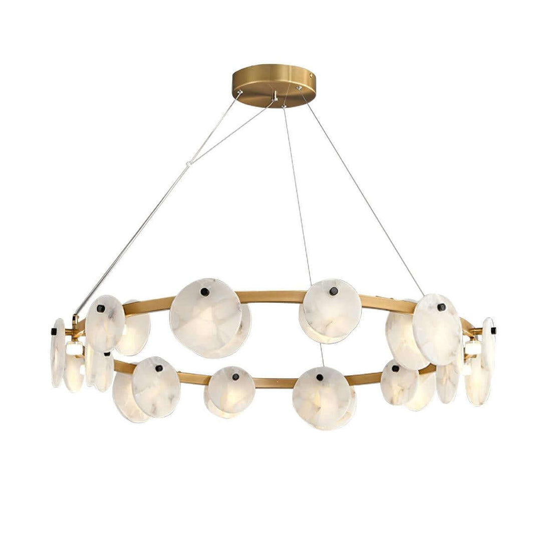 Vezino Alabaster Brass Chandelier | Elegant Bedroom Light