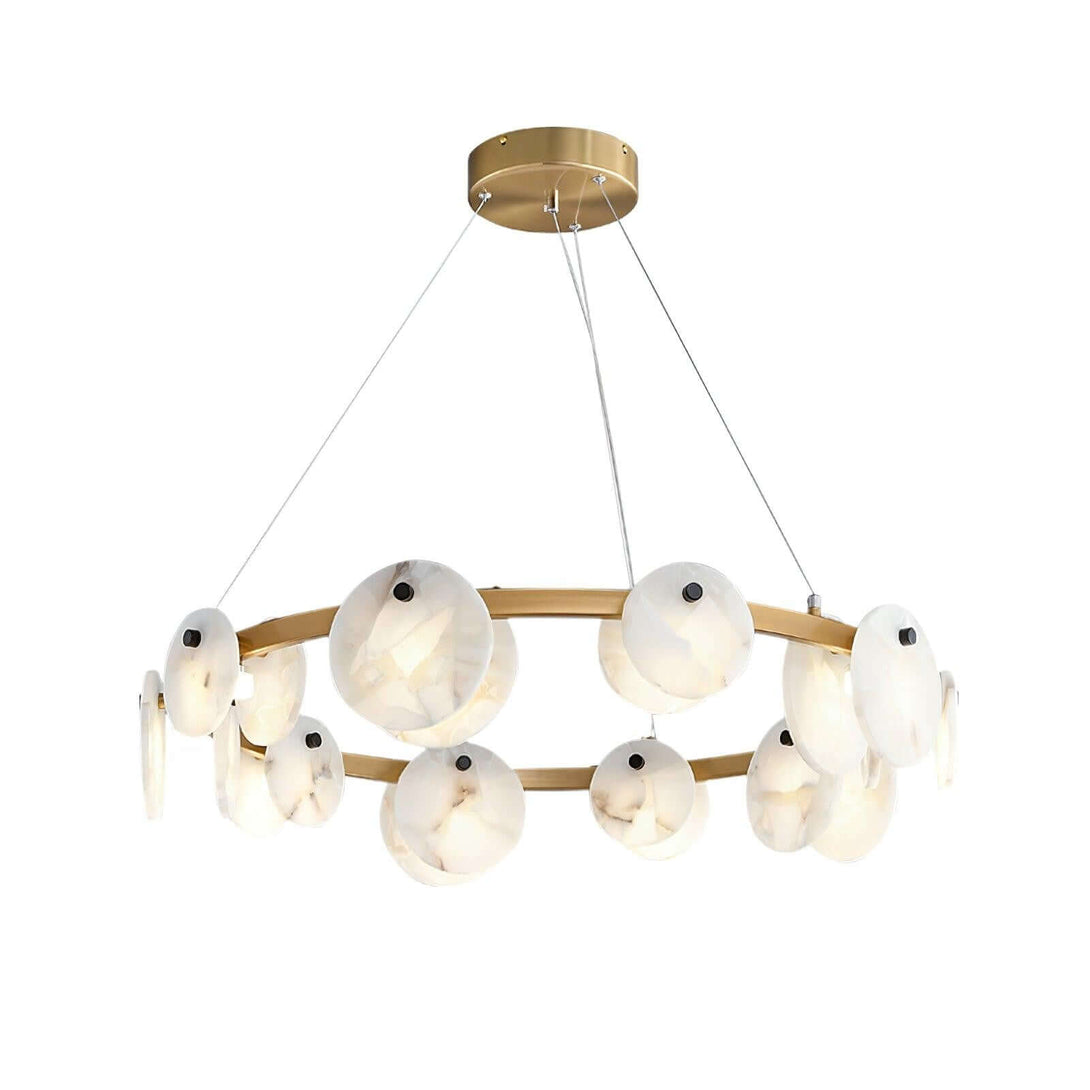 Vezino Alabaster Brass Chandelier | Elegant Bedroom Light
