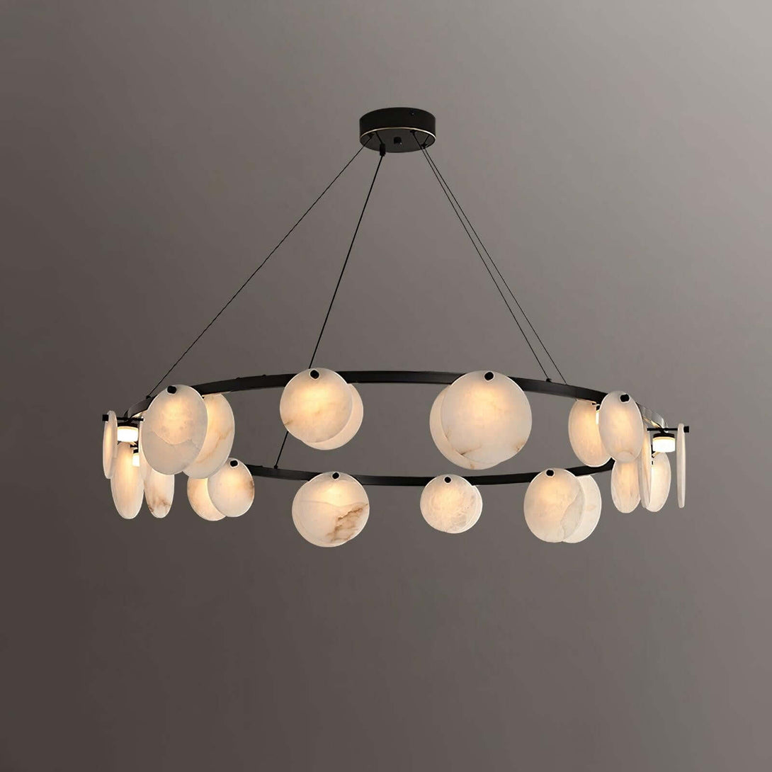 Vezino Alabaster Brass Chandelier | Elegant Bedroom Light