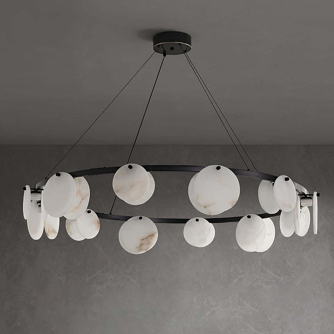 Vezino Alabaster Brass Chandelier | Elegant Bedroom Light