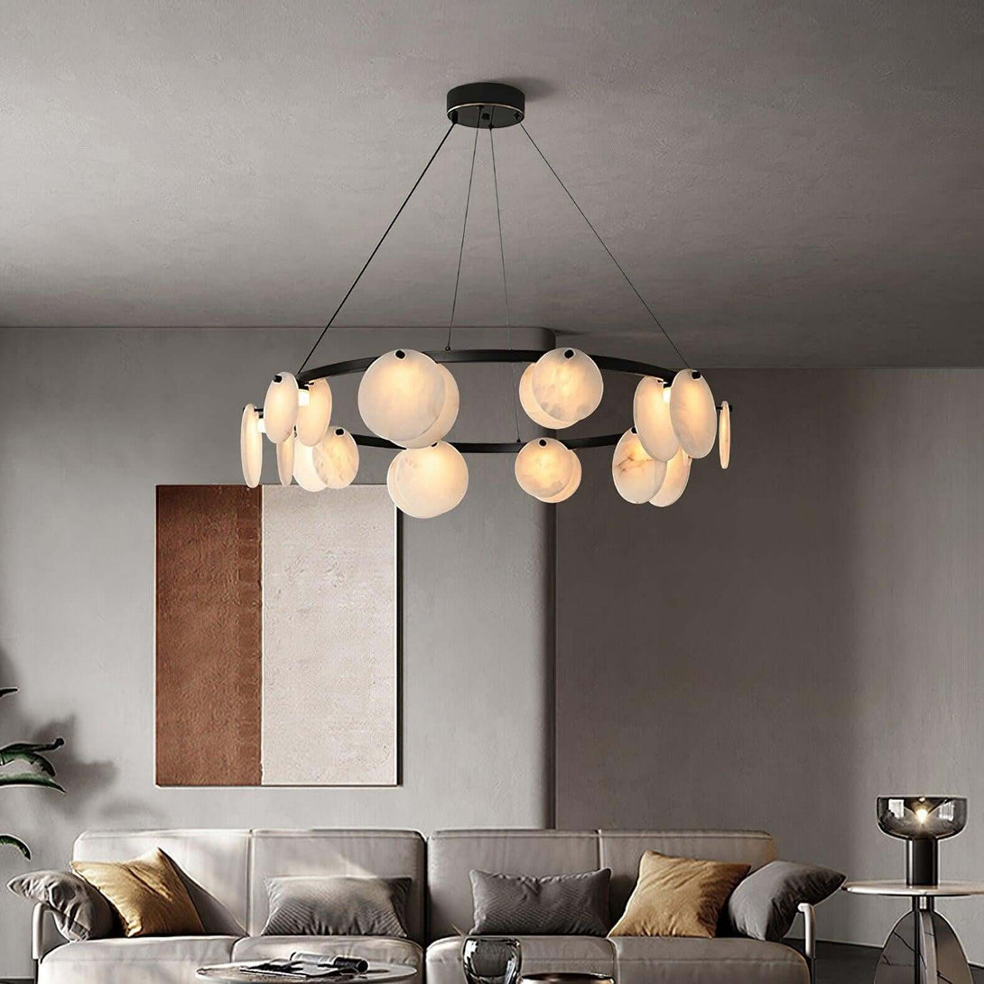 Vezino Alabaster Brass Chandelier | Elegant Bedroom Light