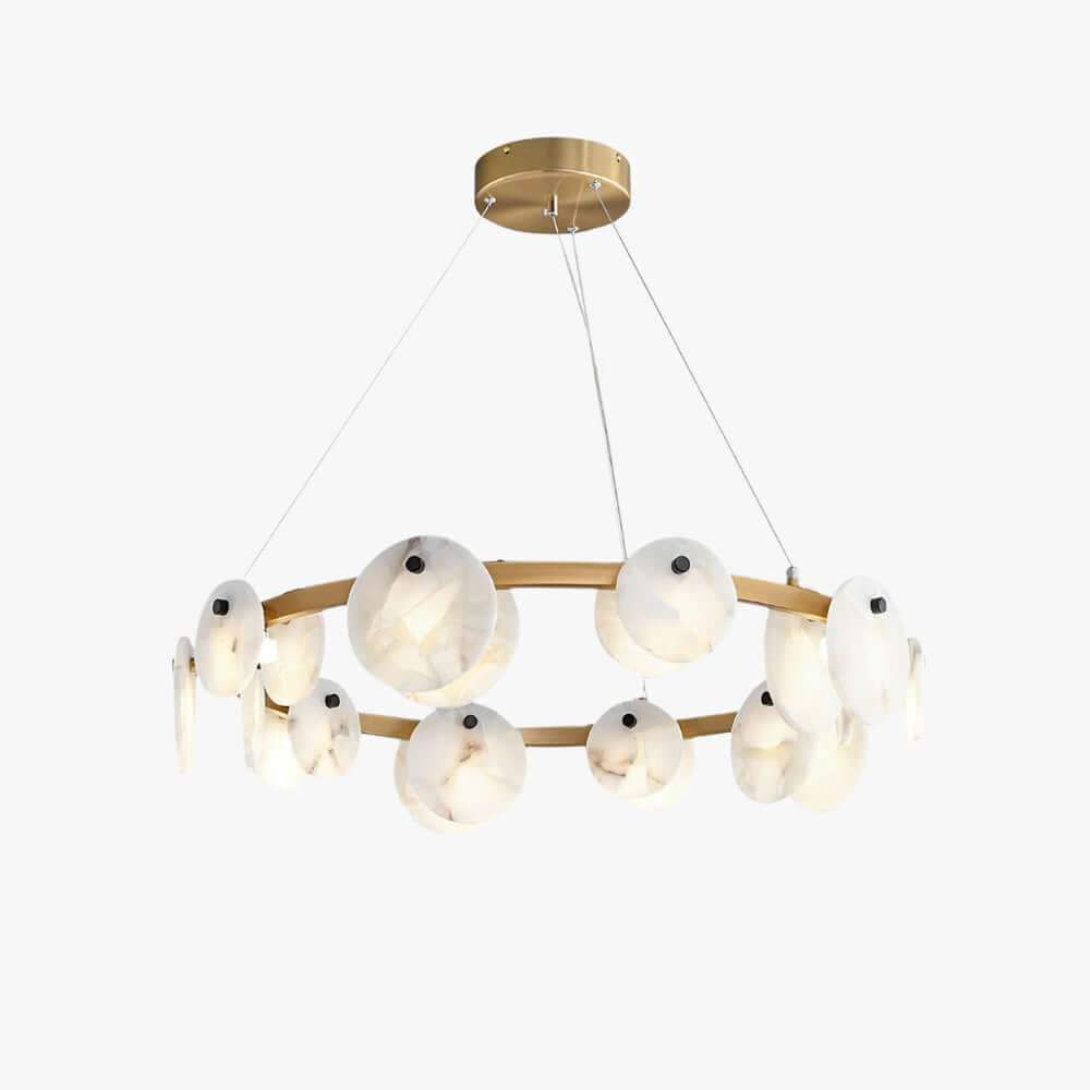 Vezino Alabaster Brass Chandelier | Elegant Bedroom Light