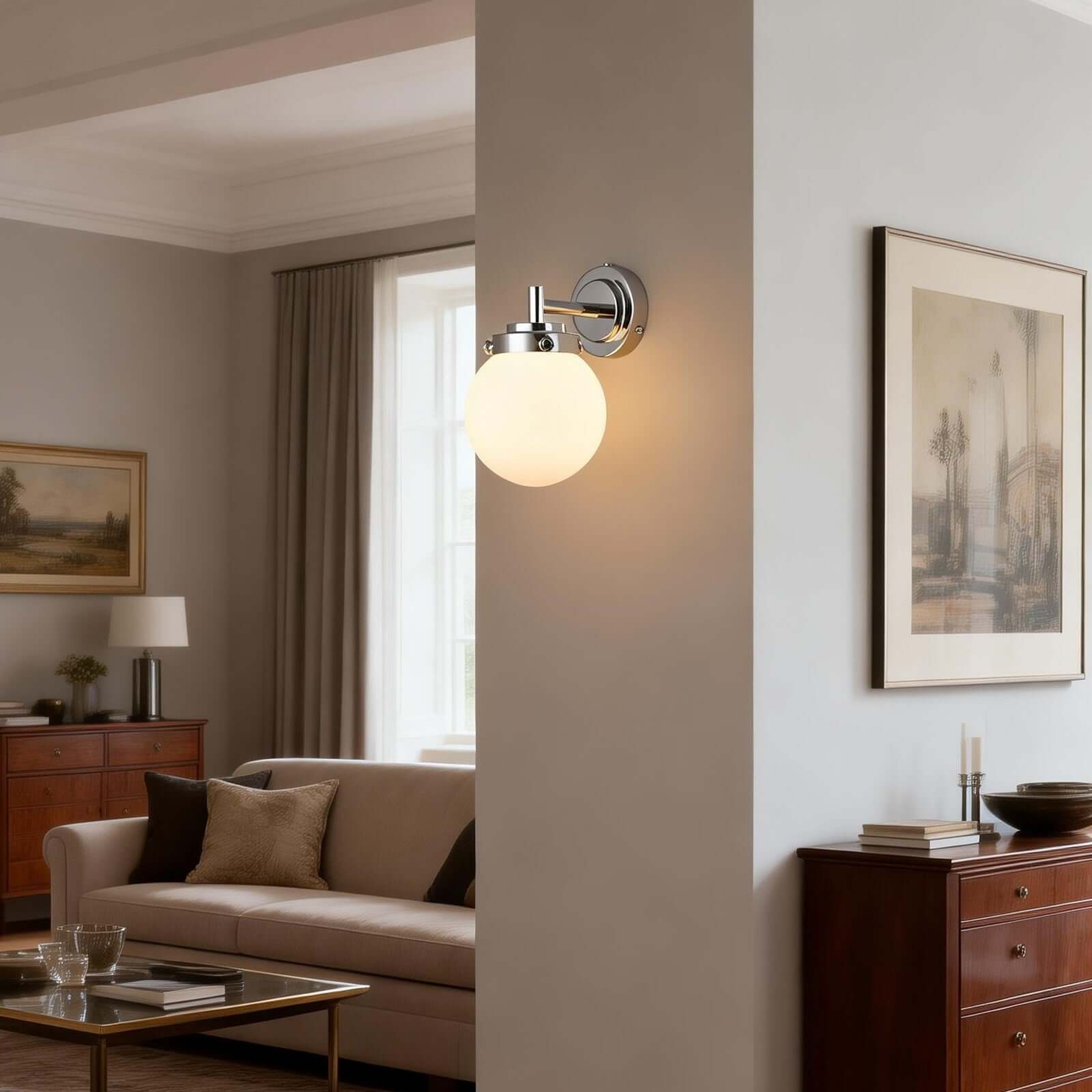 Vorexa Wall Lamp – Modern Milk Glass Sconce for Hallways | Rossolighting