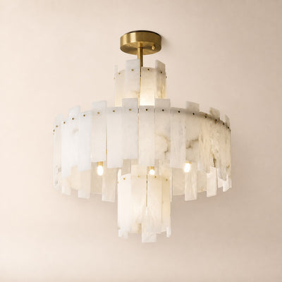Vorlis Alabaster Chandelier | Modern Brass Dining Room Light | Rossolighting
