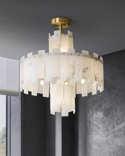 Vorlis Alabaster Chandelier | Modern Brass Dining Room Light | Rossolighting