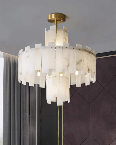 Vorlis Alabaster Chandelier | Modern Brass Dining Room Light | Rossolighting