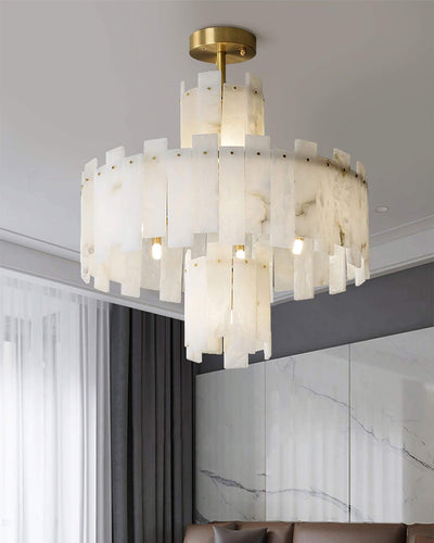 Vorlis Alabaster Chandelier | Modern Brass Dining Room Light | Rossolighting