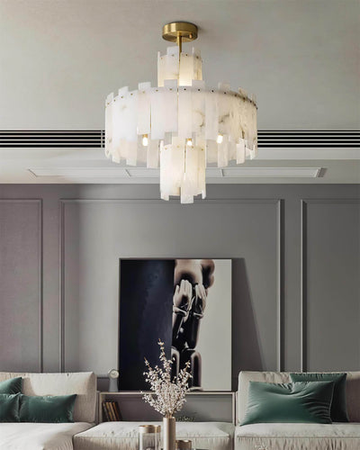 Vorlis Alabaster Chandelier | Modern Brass Dining Room Light | Rossolighting