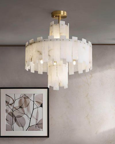 Vorlis Alabaster Chandelier | Modern Brass Dining Room Light | Rossolighting