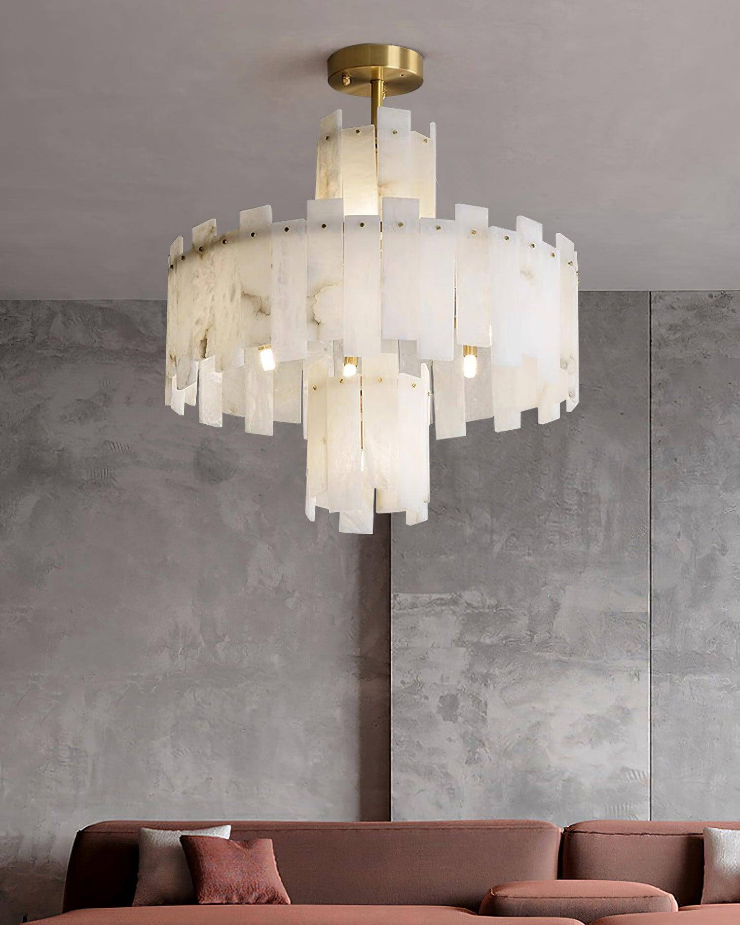 Vorlis Alabaster Chandelier | Modern Brass Dining Room Light | Rossolighting