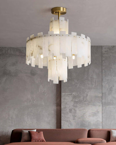 Vorlis Alabaster Chandelier | Modern Brass Dining Room Light | Rossolighting
