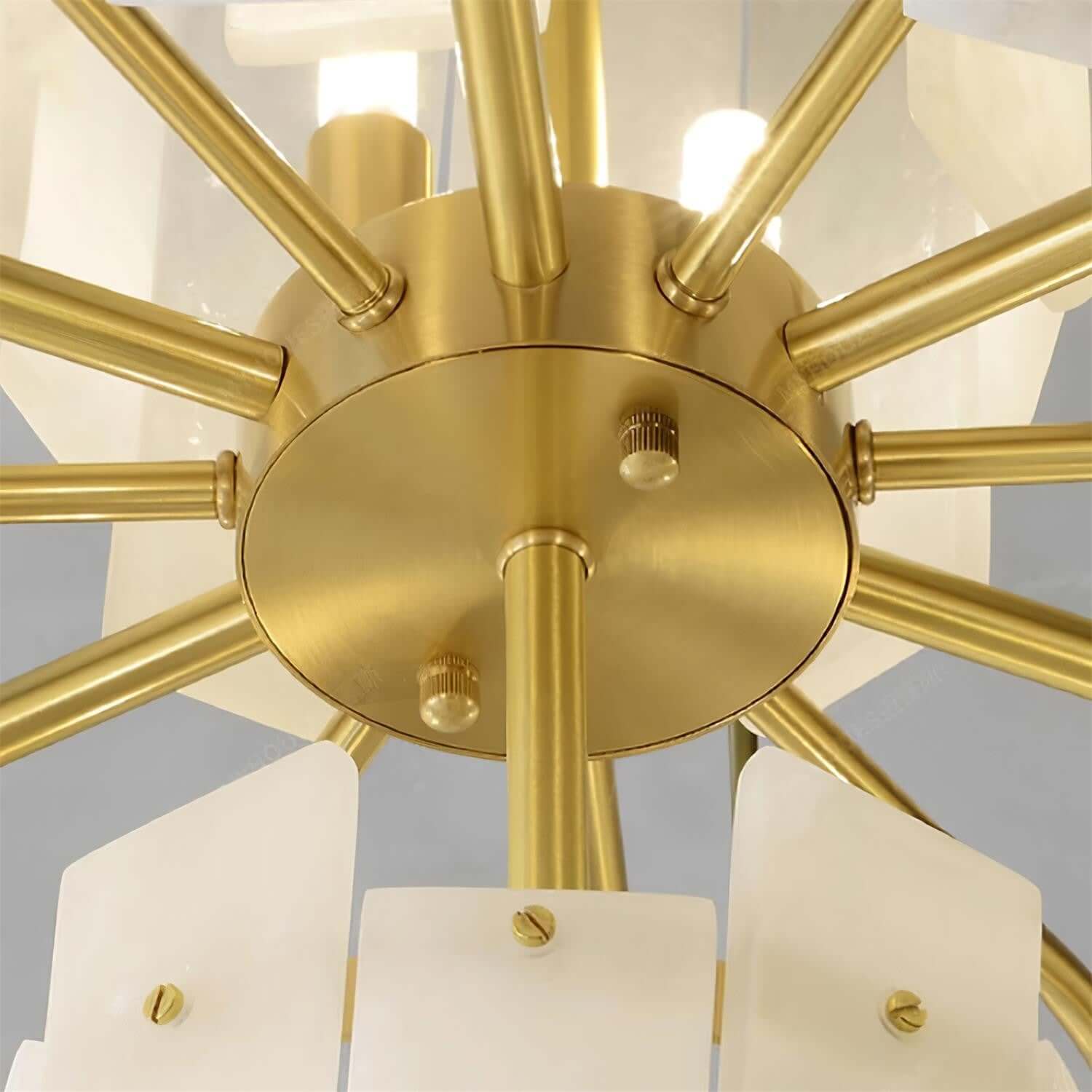 Vorlis Alabaster Chandelier | Modern Brass Dining Room Light | Rossolighting