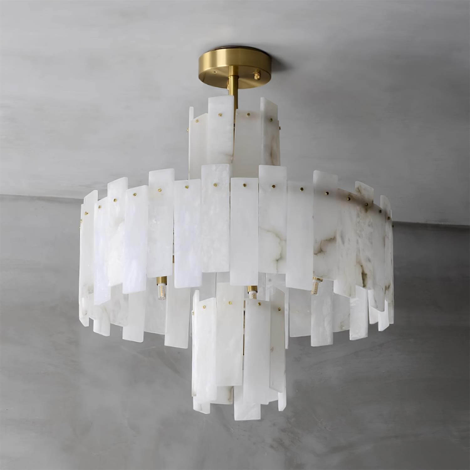 Vorlis Alabaster Chandelier | Modern Brass Dining Room Light | Rossolighting