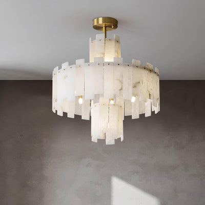 Vorlis Alabaster Chandelier | Modern Brass Dining Room Light | Rossolighting