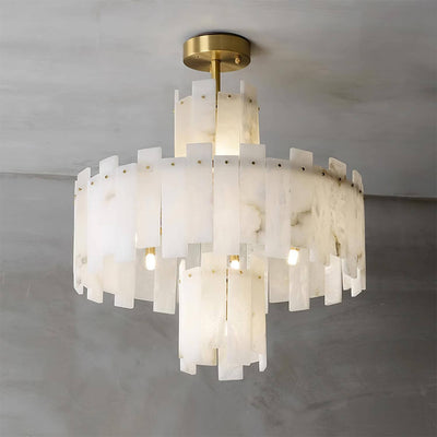 Vorlis Alabaster Chandelier | Modern Brass Dining Room Light | Rossolighting