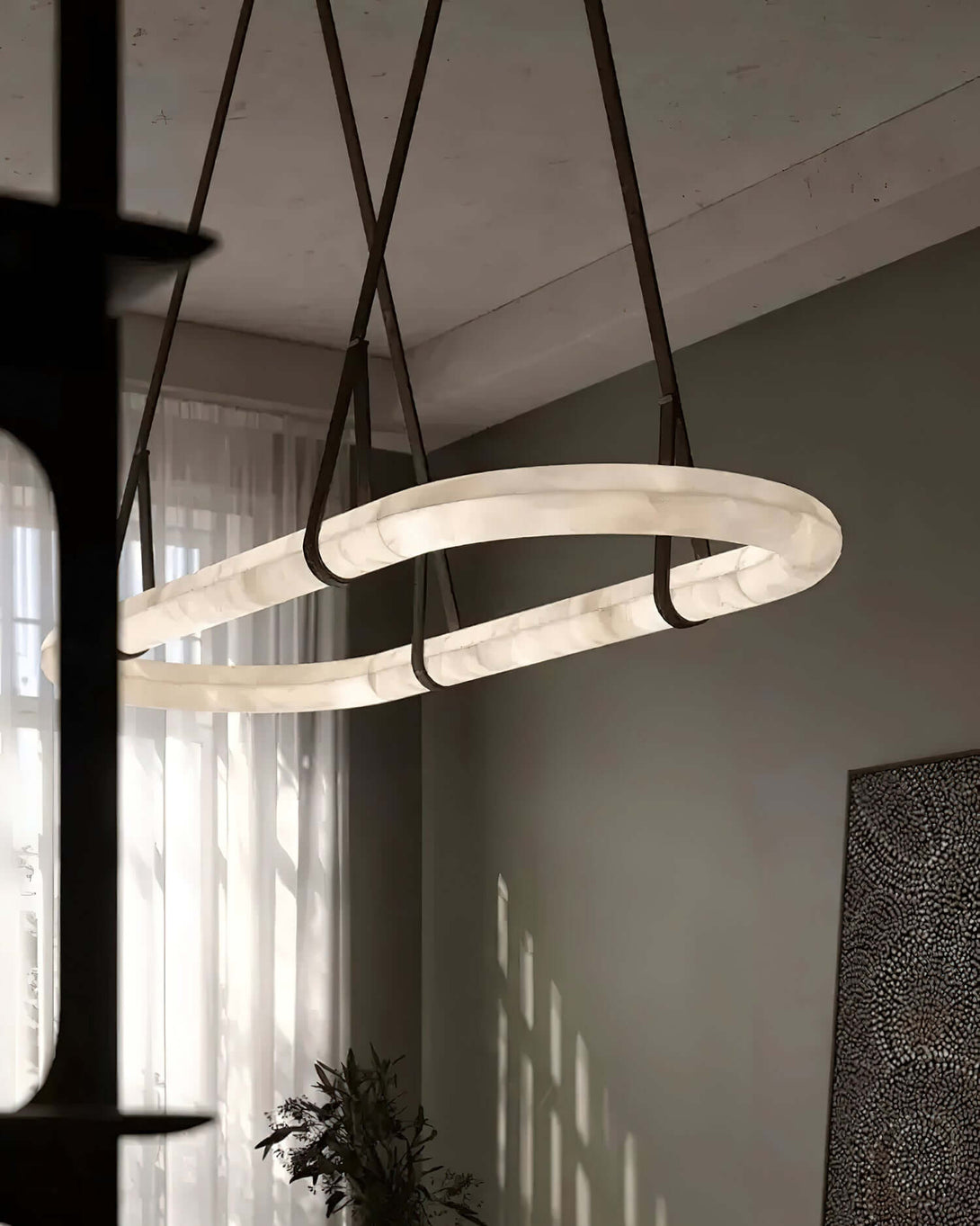 Zalonix Chandelier – Alabaster Retro Chandelier for Dining Room