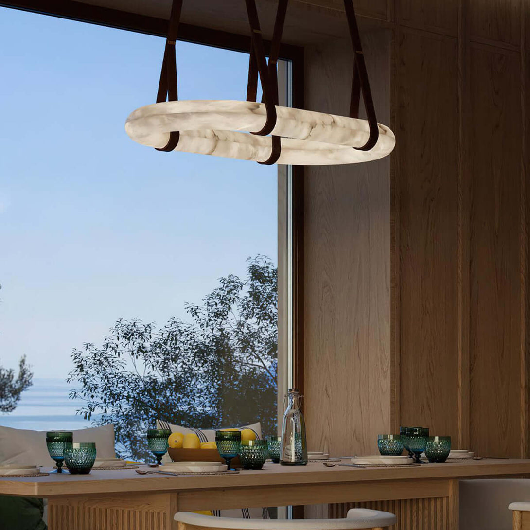 Zalonix Chandelier – Alabaster Retro Chandelier for Dining Room