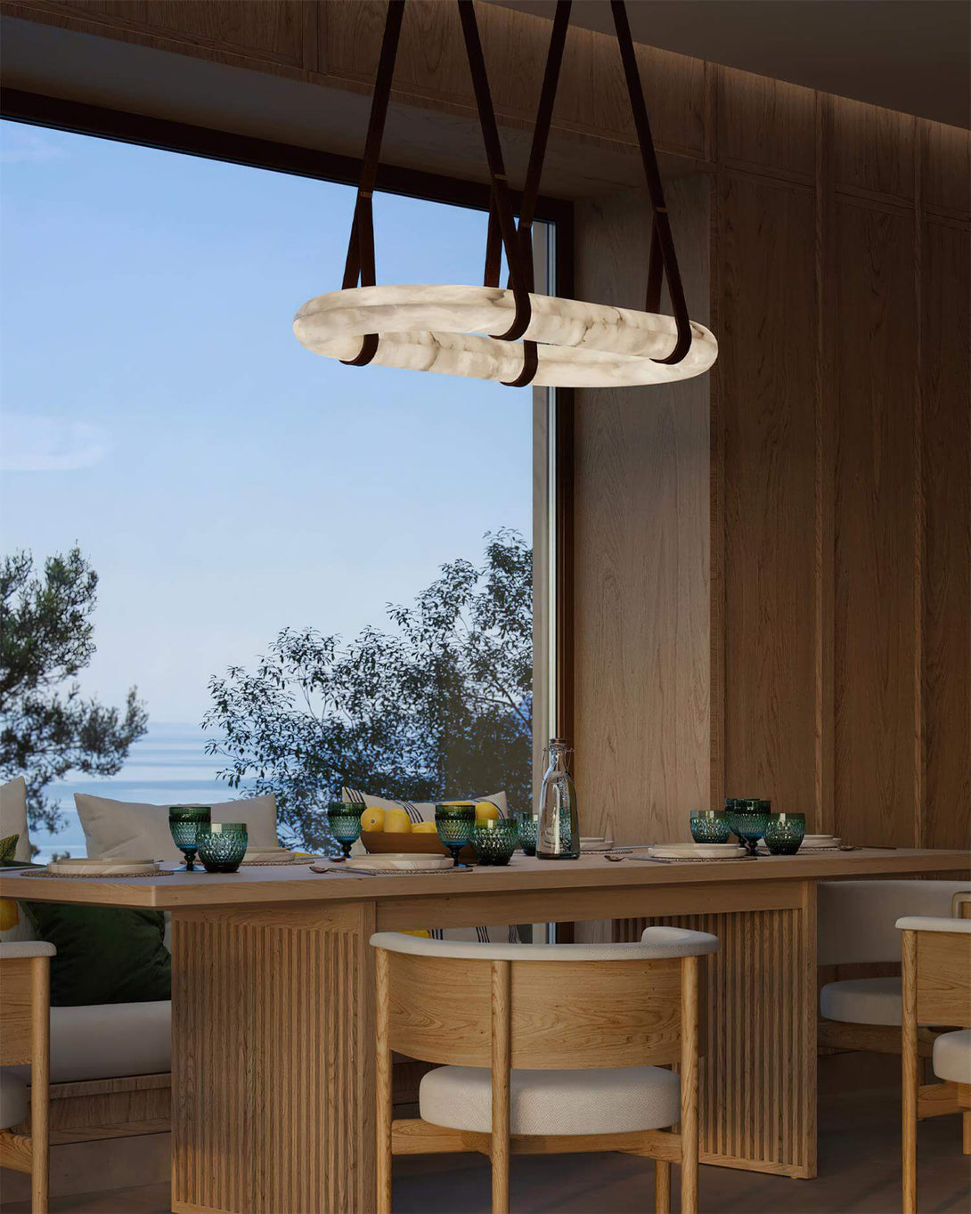 Zalonix Chandelier – Alabaster Retro Chandelier for Dining Room