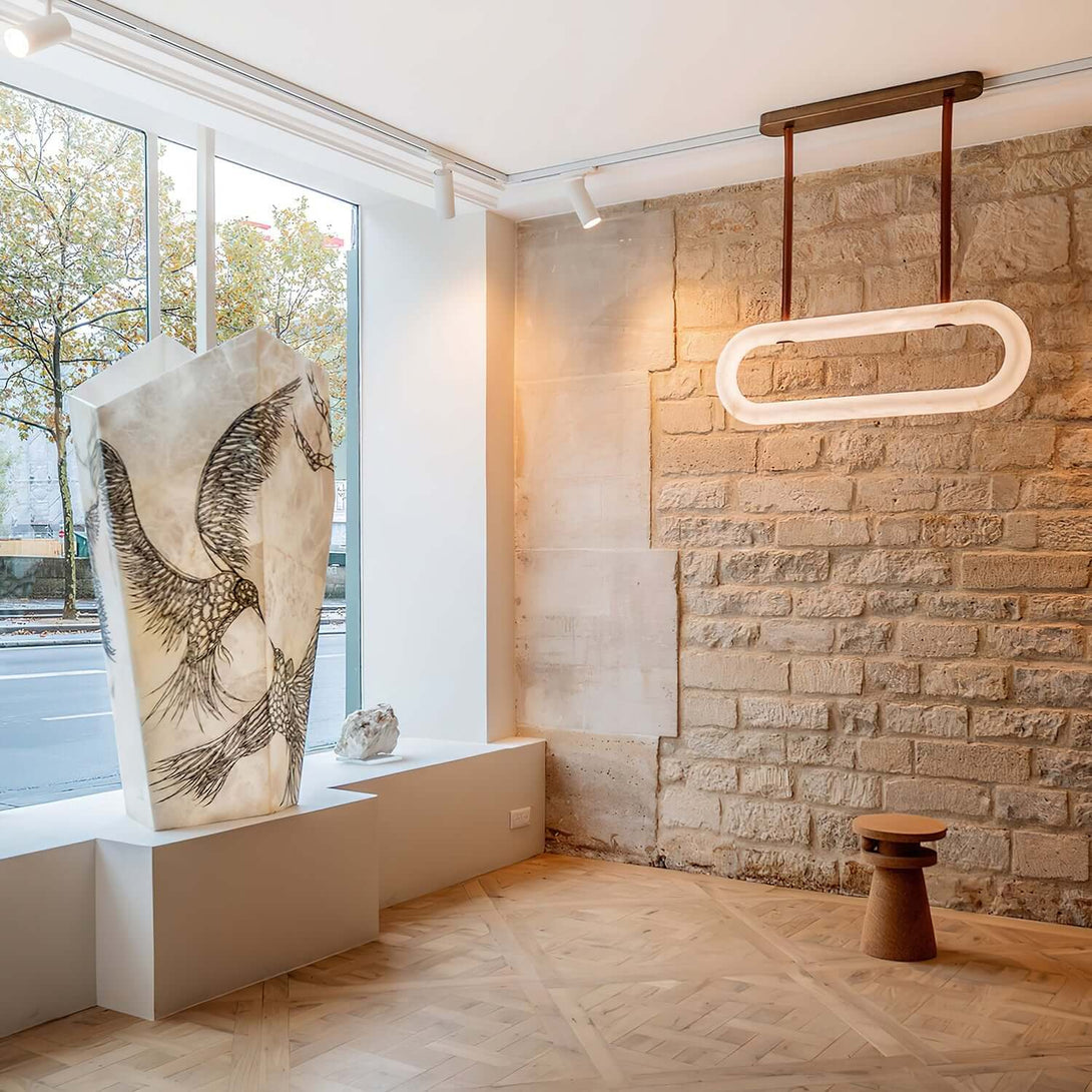 Zalonix Chandelier – Alabaster Retro Chandelier for Dining Room