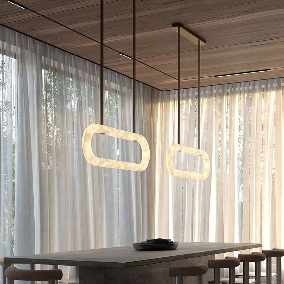 Zalonix Chandelier – Alabaster Retro Chandelier for Dining Room