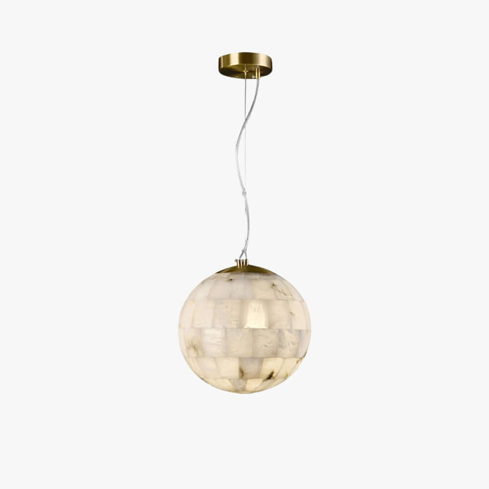 Zarqe Pendant Light, a spherical alabaster pendant light fixture ideal for modern kitchens.